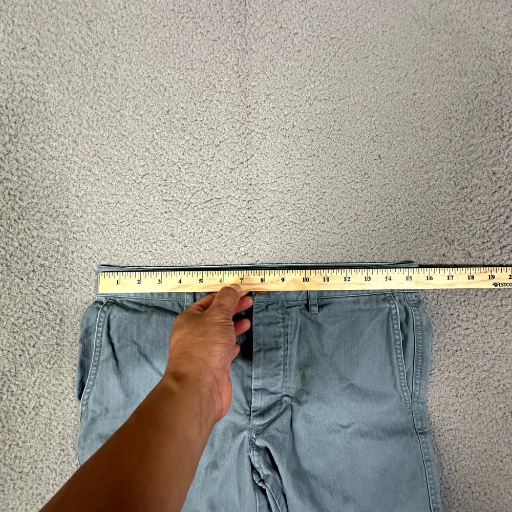 Wallace & Barnes Shorts Mens‎ 30 Blue Cotton Button Fly Casual Preppy Chino Logo